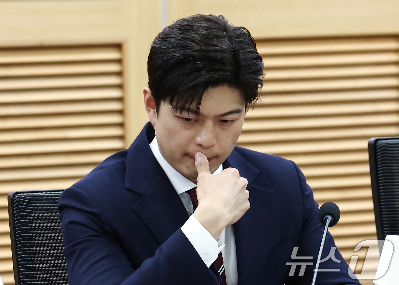 (서울=뉴스1) 김민지 기자 = 김용태 국민의힘 비상대책위원장이 16일 서울 여의도 국회 의원회관에서 열린 'e스포츠 지역리그의 성공적 정착 및 발전을 위한 토론회'에 참석해 생각 …