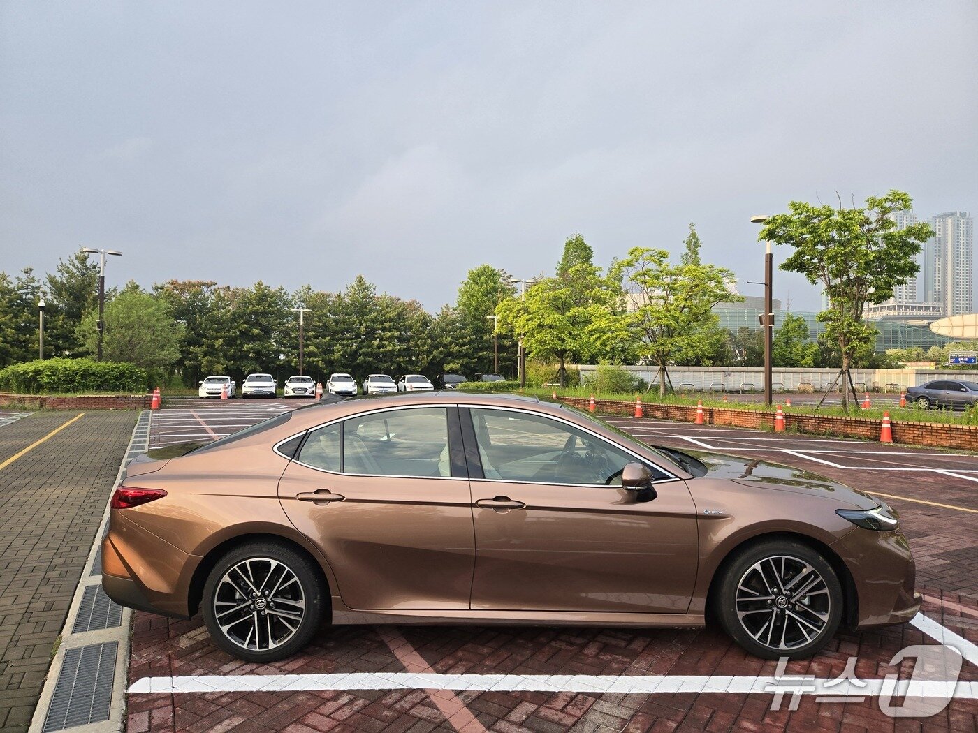 본문 이미지 - 10일 경기 고양에서 촬영한 도요타 중형 세단 '캠리' 9세대 완전변경 모델인 '2025년형 캠리 XLE 프리미엄 트림'의 측면부. 2025.05.16/뉴스1 김성식 기자