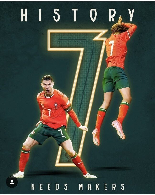 본문 이미지 - 포르투갈 축구협회가 호날두 주니어의 대표팀 첫 골을 축하하는 이미지를 게재했다. &#40;포르투갈 축구협회 SNS&#41;