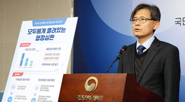 행정심판 제도개선 발표하는 권익위 김기선 행정심판 국장