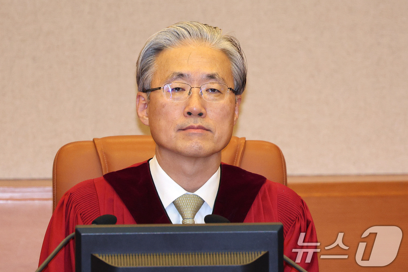 (서울=뉴스1) 신웅수 기자 = 김형두 헌법재판소장 권한대행이 20일 오후 서울 종로구 헌법재판소에서 열린 고발사주 의혹 손준성 대구고검 차장검사(검사장)의 탄핵 심판 두 번째 변 …
