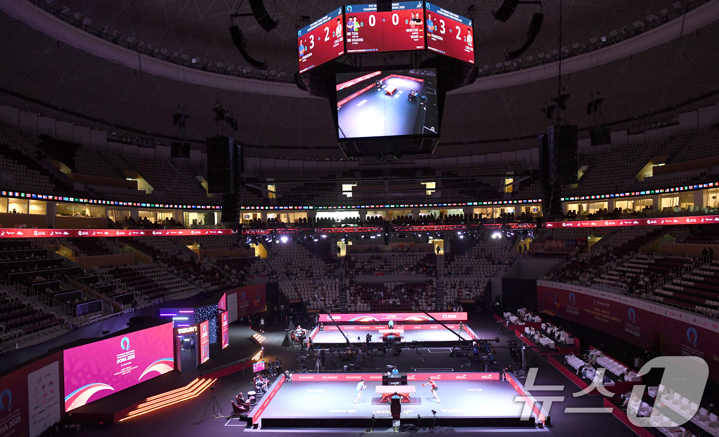 (서울=뉴스1) 사진공동취재단 = 조대성이 21일 카타르 도하 루사일 아레나에서 열린 2025 국제탁구연맹(ITTF) 세계선수권대회 남자단식 32강 독일 파트리크 프란치스카와 경기 …