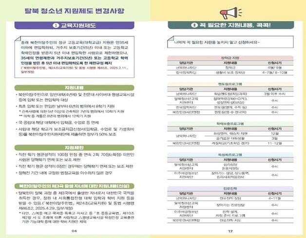 통일부, '탈북 청소년 지원·교육 정보' 안내서 발간