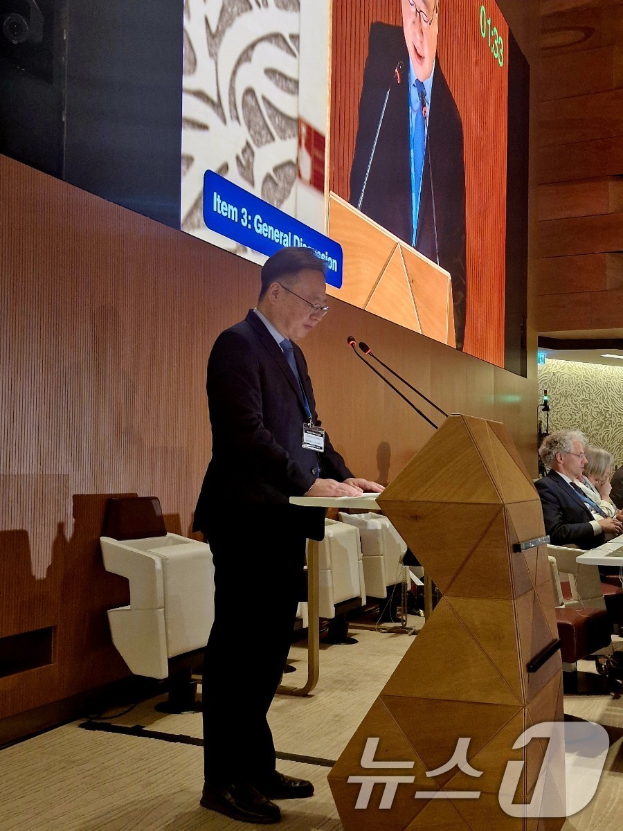 (서울=뉴스1) = 보건복지부는 대한민국 정부 대표단이 스위스 제네바에서 개최 중인 세계보건기구 제78차 세계보건총회에 참석했다고 22일 밝혔다.조규홍 보건복지부 장관이 세계보건총 …