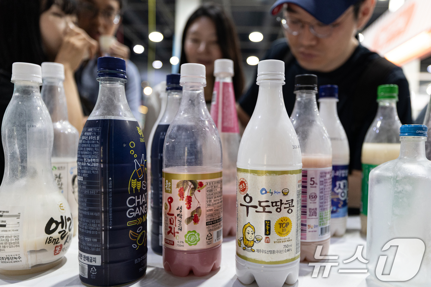 (서울=뉴스1) 이승배 기자 = 23일 서울 서초구 aT센터에서 열린 '2025 대한민국 막걸리엑스포'에 막걸리 제품들이 진열돼 있다. 2025.5.23/뉴스1