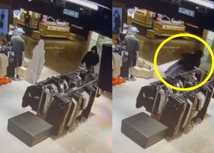 "카리나 업고 튀어"…의류 매장 등신대 들고 간 도둑