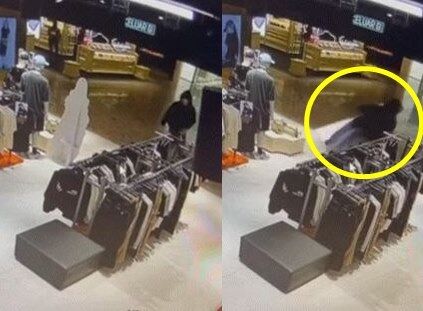 "카리나 업고 튀어"…의류 매장 등신대 들고 간 도둑[영상]