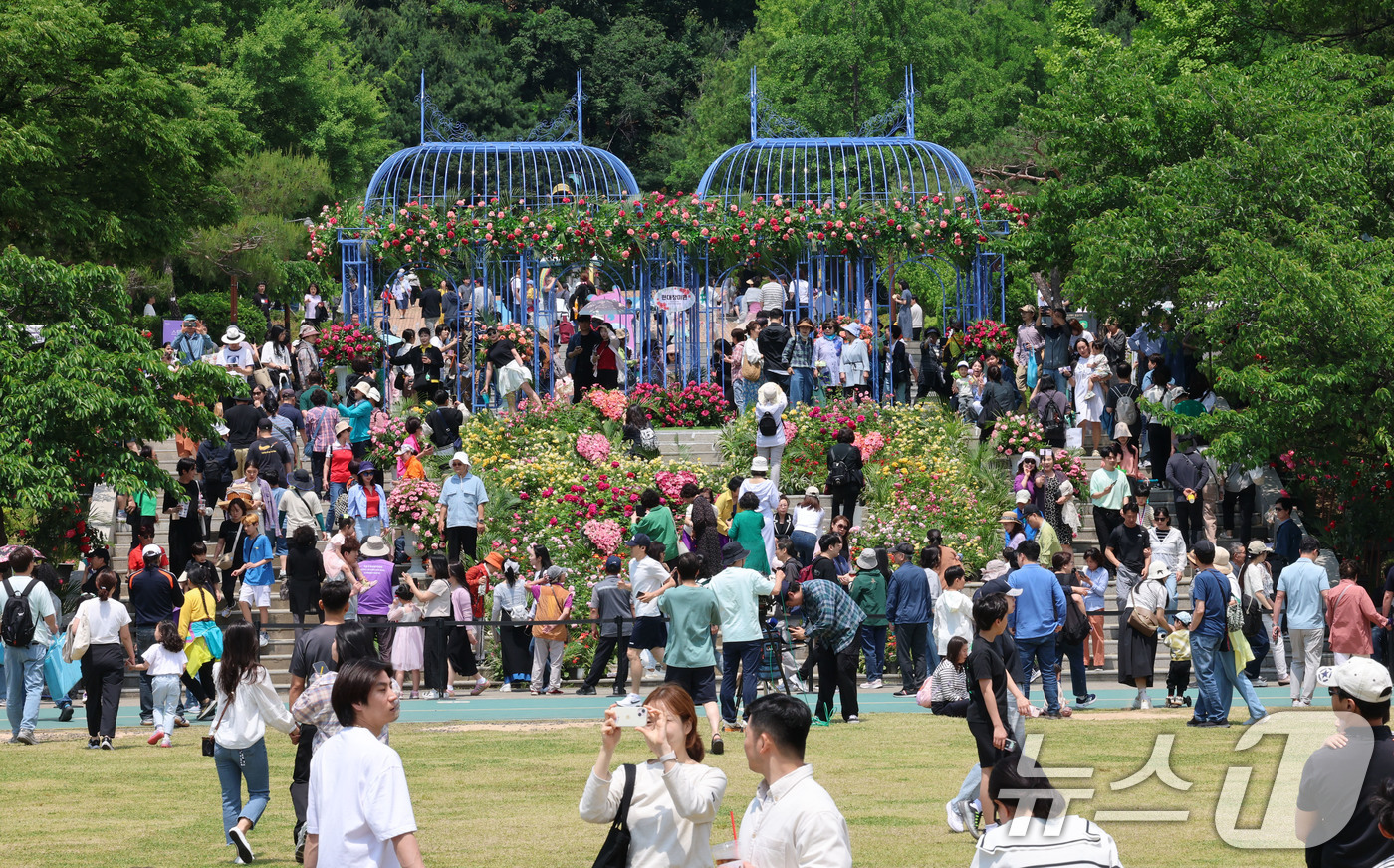 (서울=뉴스1) 박세연 기자 = 25일 서울국제정원박람회가 열리고 있는 서울 동작구 보라매공원이 나들이객으로 붐비고 있다.정원도시 서울의 대표 축제인 이번 박람회는 10월20일까지 …