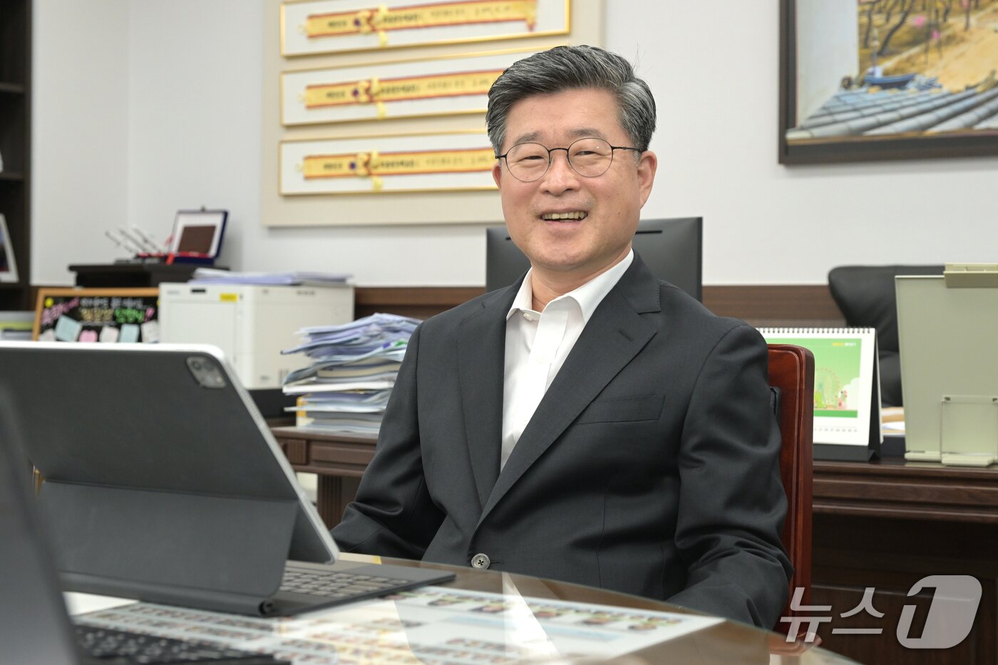본문 이미지 - 김길성 중구청장이 뉴스1과 인터뷰를 하고 있다.&#40;중구청 제공&#41;