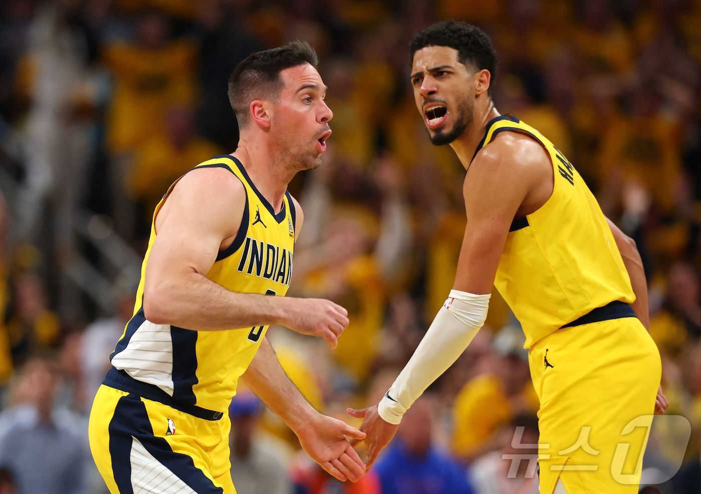 본문 이미지 - 인디애나 페이서스는 28일(한국시간) 열린 2024-25 NBA 플레이오프 동부 콘퍼런스 결승 4차전에서 뉴욕 닉스에 130-121로 이겼다. ⓒ AFP=뉴스1
