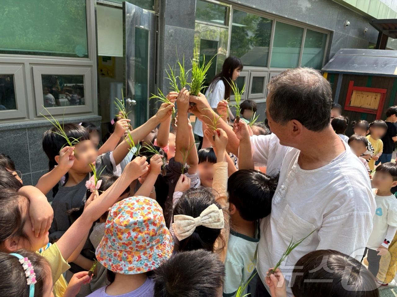 (홍성=뉴스1) 이동원 기자 = 홍성군과 홍성환경농업마을 영농조합법인(대표 주형로)은 28일 ‘학교 친환경농업 실천지원 사업’의 일환으로 풀꽃향기 유치원에서 원아들과 교직원이 참여 …