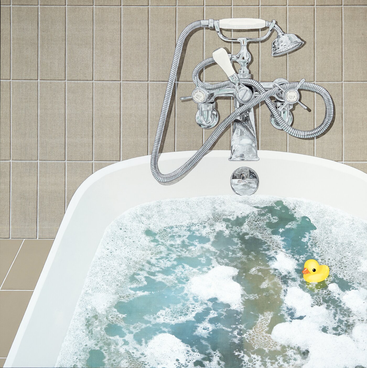 본문 이미지 - Not for posting, 2024, Acrylic on linen, 100x100cm &#40;학고재 제공&#41;