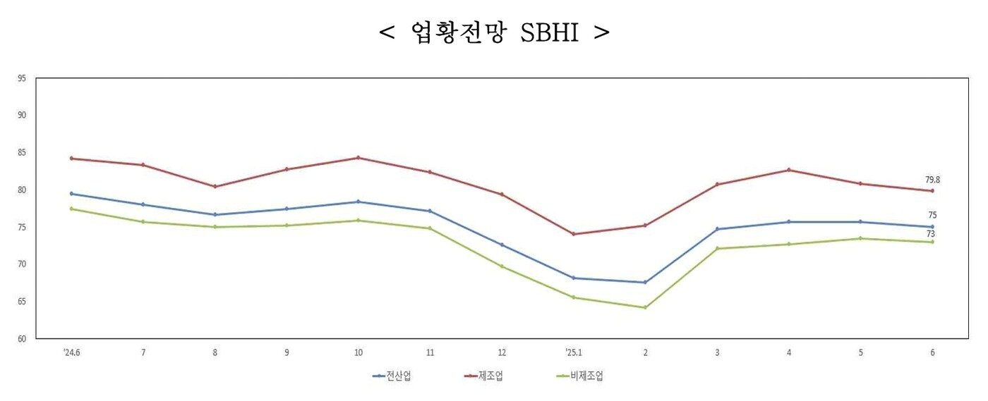 본문 이미지 - 2025년 6월 중소기업 경기전망조사 (중소기업중앙회 제공. 재판매 및 DB금지)