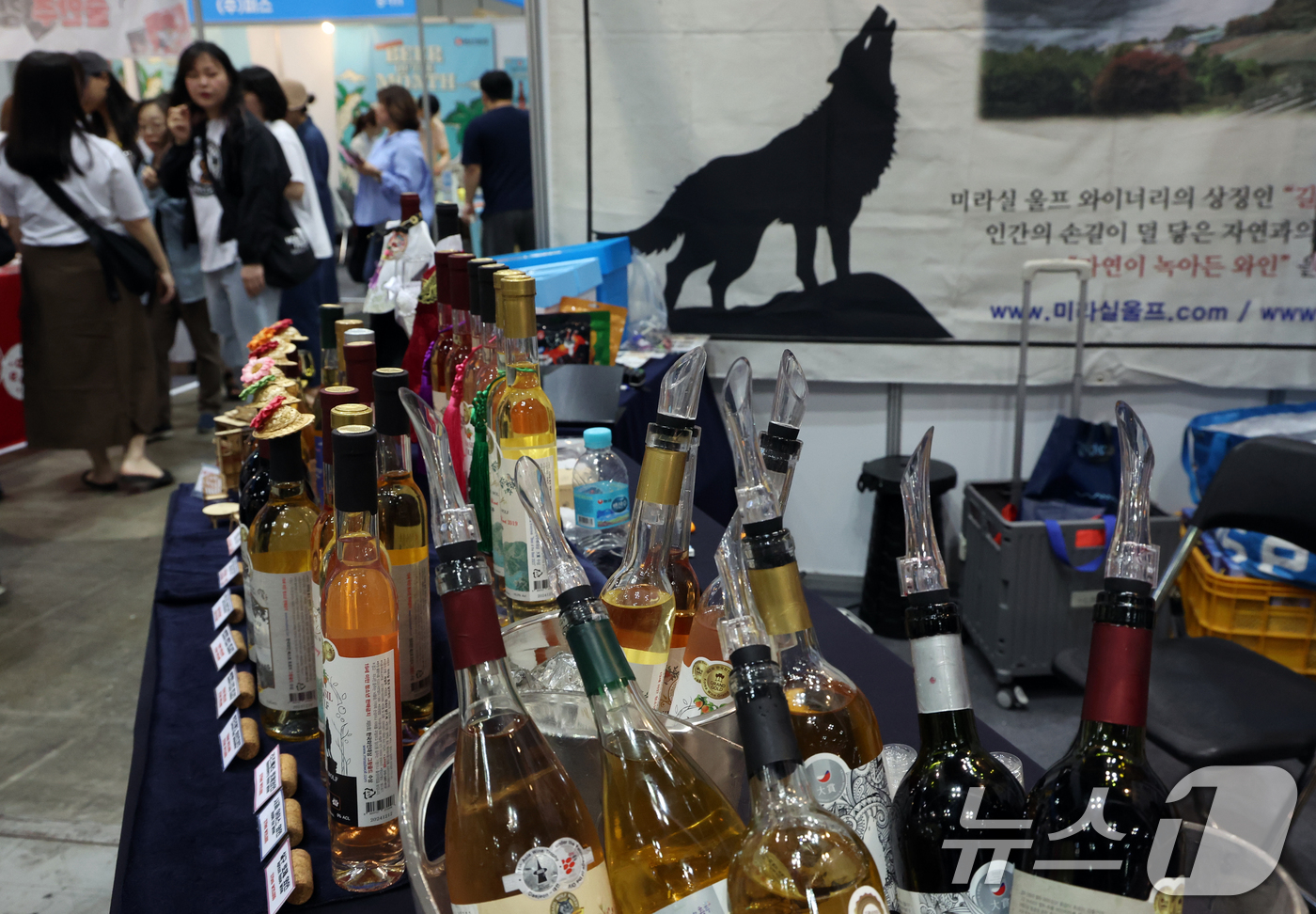 (고양=뉴스1) 김명섭 기자 = 29일 경기도 고양시 킨텍스에서 열린 ‘2025 코리아 스피릿페스타’에서 관람객들이 시음 및 정보를 얻고 있다.행사에서는 와인, 위스키, 리큐르, …