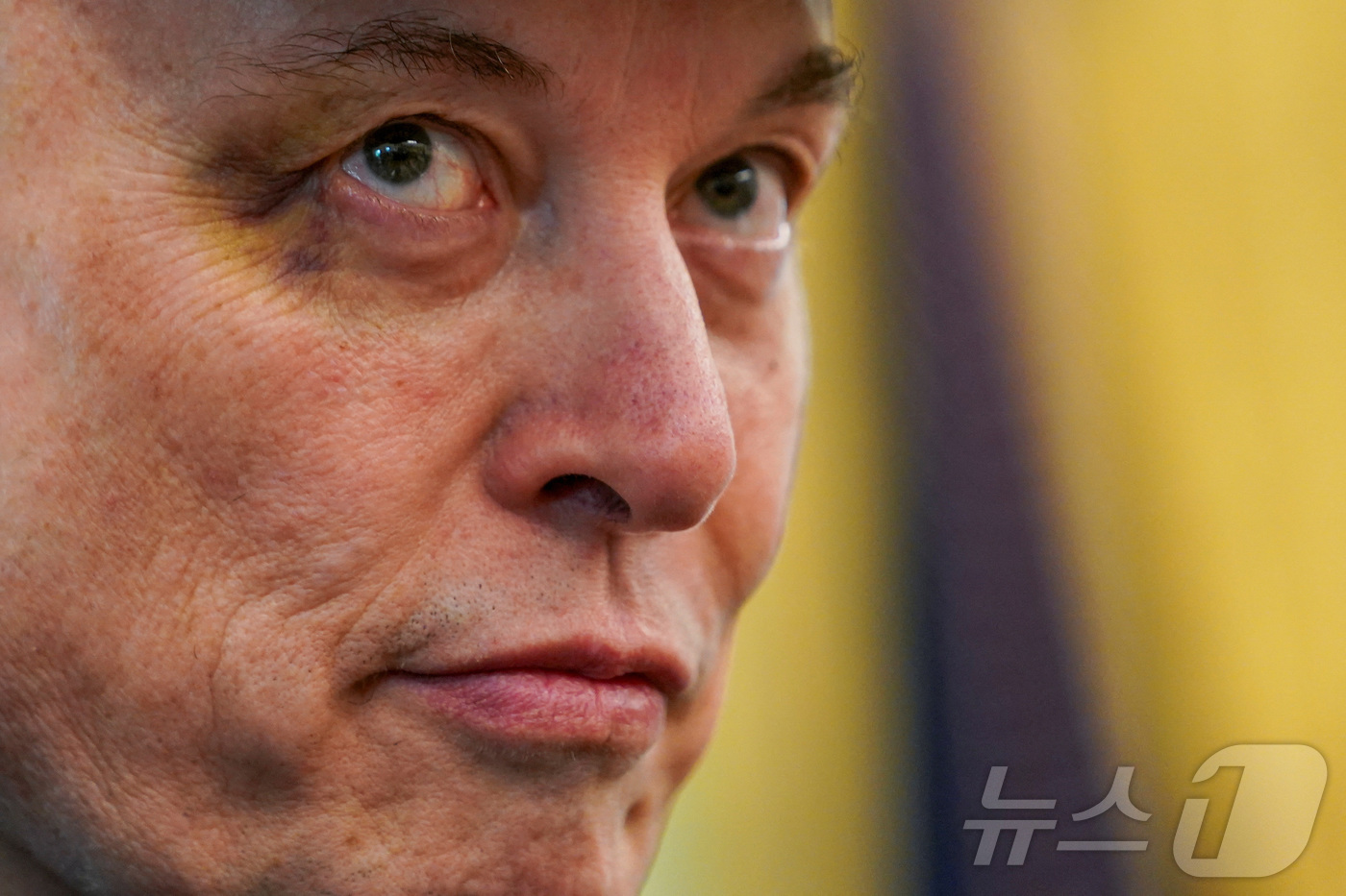 (워싱턴 로이터=뉴스1) 김지완 기자 = 30일(현지시간) 워싱턴 백악관에서 도널드 트럼프 미국 대통령을 만난 일론 머스크 테슬라 최고경영자(CEO)의 오른쪽 눈에 멍이 난 모습. …