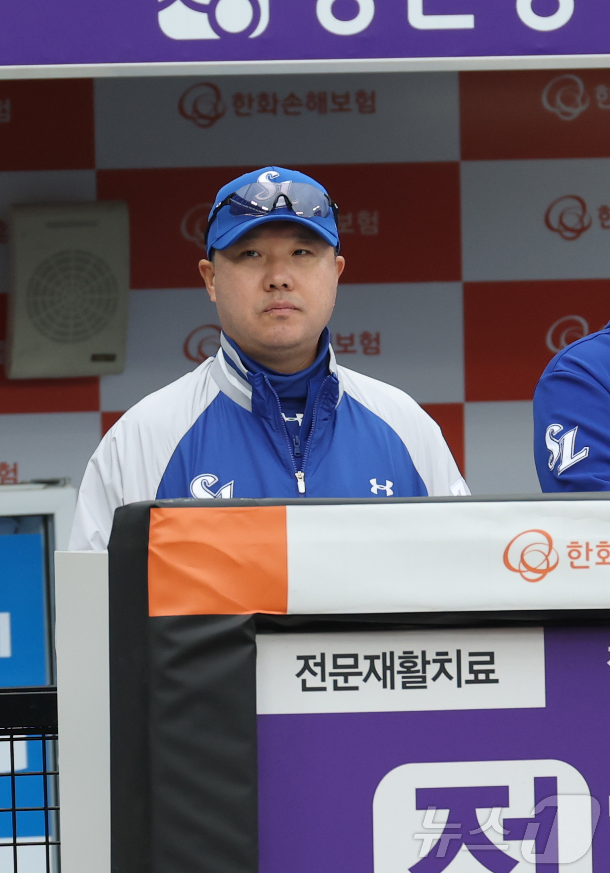 (대전=뉴스1) 김기남 기자 = 5일 대전 한화생명볼파크에서 열린 '2025 신한 SOL 뱅크 KBO리그' 프로야구 한화 이글스와 삼성라이온즈 경기에서 삼성 박진만 간독이 경기를 …