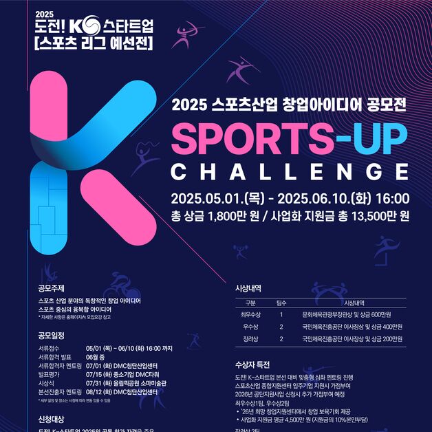 체육공단, 스포츠산업 창업 아이디어 공모전 'SPORTS-UP 챌린지' 개최