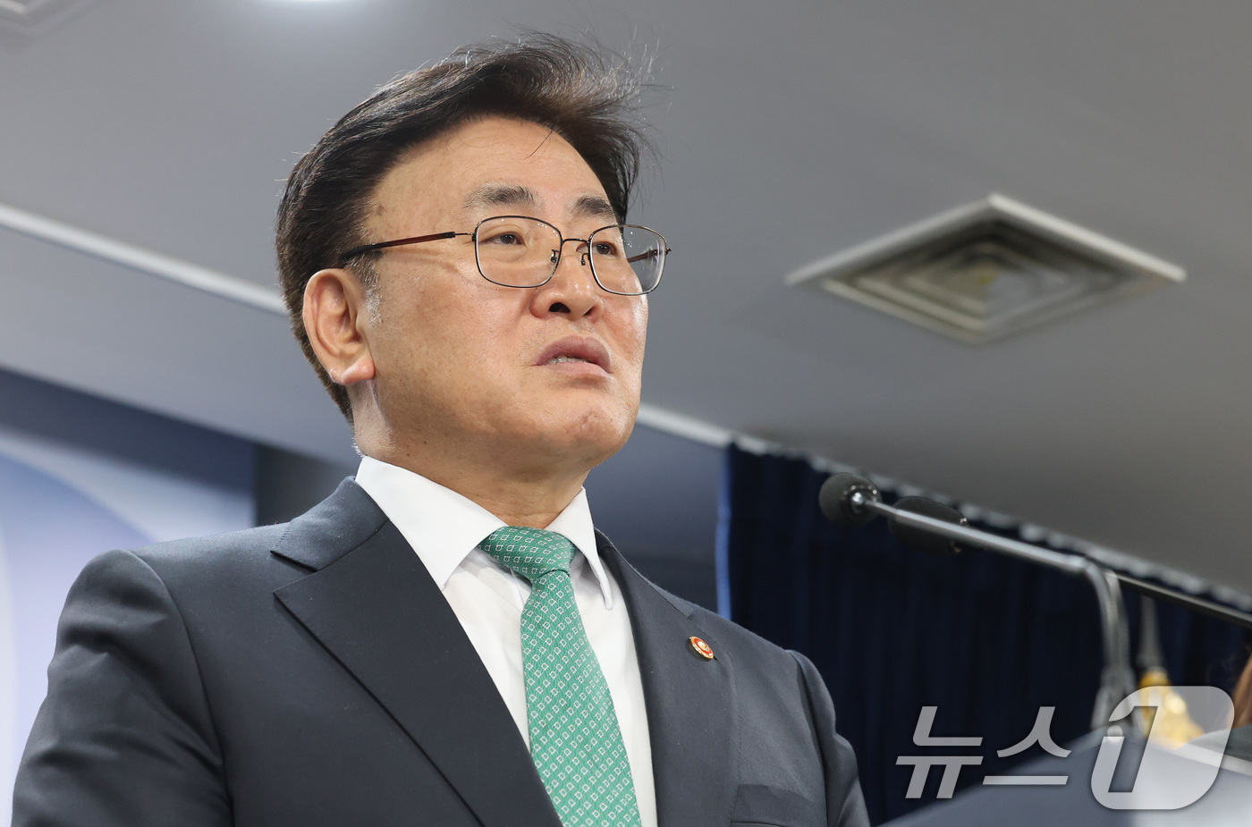 (서울=뉴스1) 임세영 기자 = 유상임 과학기술정보통신부 장관이 9일 서울 종로구 정부서울청사에서 과기정통부 핵심과제 추진현황 브리핑을 하고 있다.  2025.5.9/뉴스1