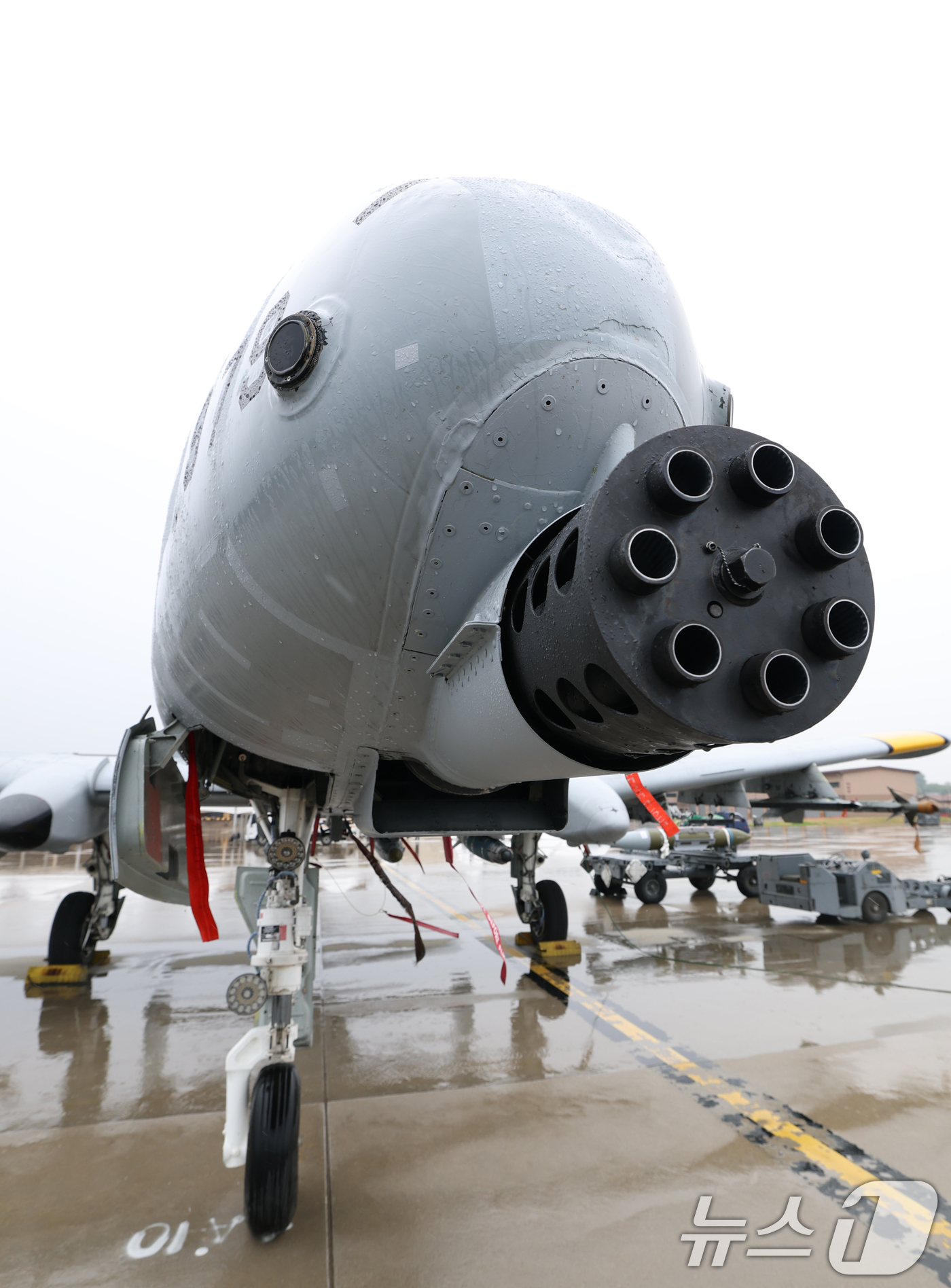 (평택=뉴스1) 김영운 기자 = 9일 경기 평택시 주한미군 오산공군기지에서 열린 '오산 에어파워데이 2025 미디어데이'에서 퇴역을 앞둔 A-10 공격기가 공개되고 있다. 2025 …