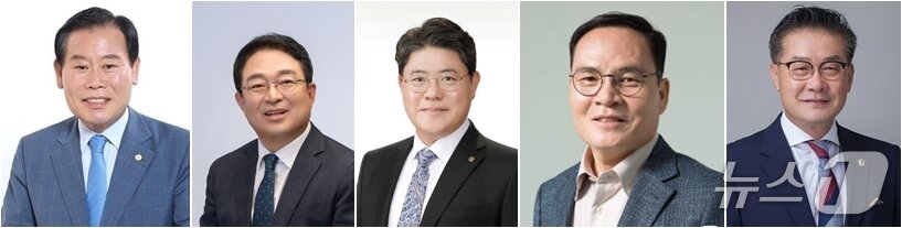 본문 이미지 - 왼쪽부터 더불어민주당 김재종, 황규철 , 국민의힘 김승룡, 전상인, 유재목 씨 &#40;정당별 가나다순&#41; /뉴스1