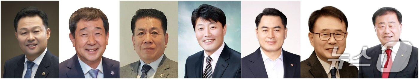 본문 이미지 - 왼쪽부터 연종석 이재영 김장회 우종환 윤해명 이민표 최재옥.&#40;정당·가나다순&#41;/뉴스1