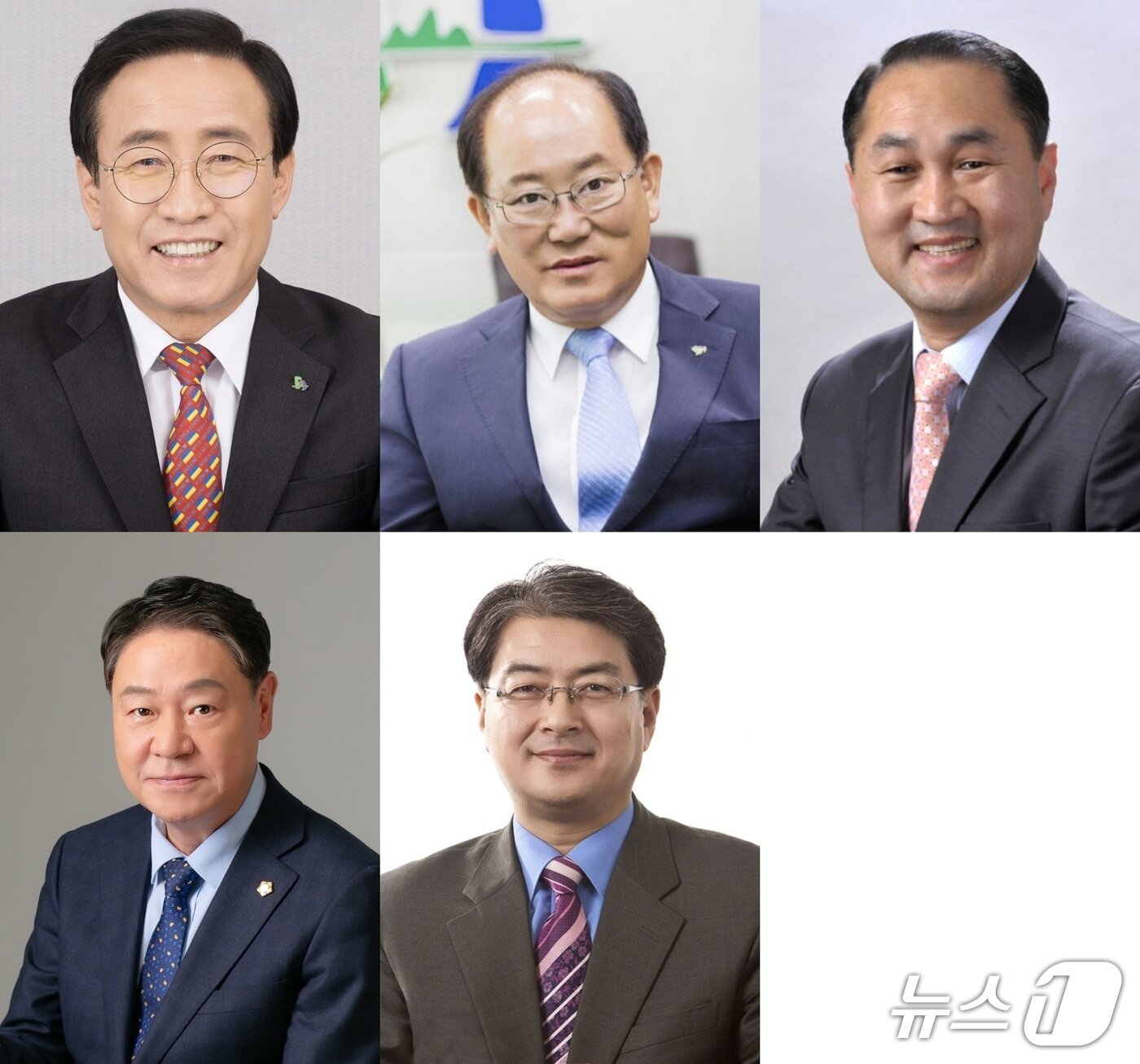 본문 이미지 - 상단 왼쪽부터 김문근 군수, 류한우 전 군수, 오영탁 충북도의원. 하단 왼쪽부터 장영갑 단양군의원, 김광직 전 한국가스안전공사 상임감사.
