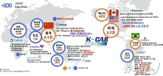 본문 이미지 - &#39;케이캡&#39; 글로벌 진출 상황. &#40;HK이노엔 제공&#41;