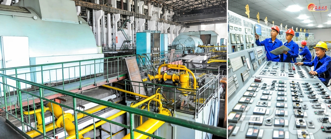 (평양 노동신문=뉴스1) = 북한 노동당 기관지 노동신문은 11일 동평양화력발전소에서 "혁신의 불길높이 전력 증산의 동음이 세차게 울려간다"고 보도했다. [국내에서만 사용가능. 재 …