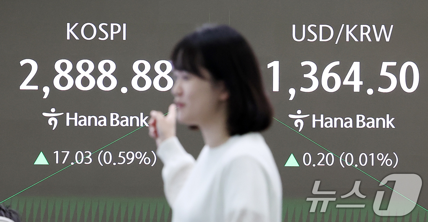 (서울=뉴스1) 김성진 기자 = 11일 오전 서울 중구 하나은행 딜링룸 전광판에 개장 시황이 나오고 있다.이날 코스피는 오전 9시 5분 기준 전 거래일 대비 14.32포인트(0.5 …
