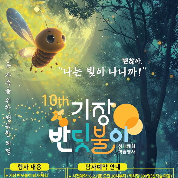 부산 기장군, 반딧불이 생태 체험 행사…13~15일 장안사 일원