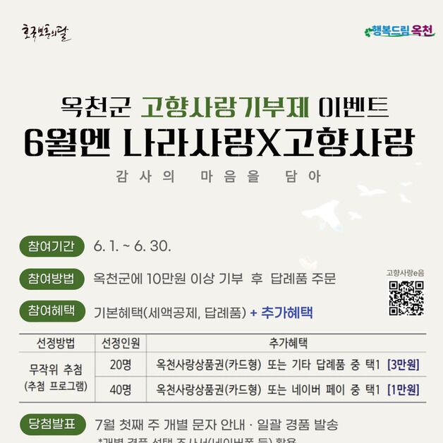 "기억과 기부 함께" 옥천군 고향사랑기부제 이벤트