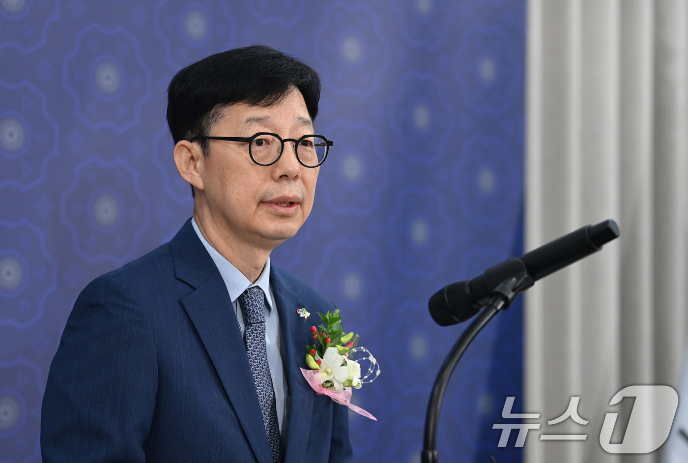 (서울=뉴스1) 임세영 기자 = 박윤주 외교부 제1차관이 12일 오전 서울 종로구 정부서울청사에서 열린 취임식에서 취임사를 하고 있다.(공동취재)  2025.6.12/뉴스1