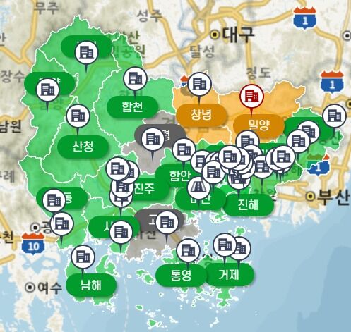 경남 밀양에 오존주의보 발령…"노약자 실외활동 자제"