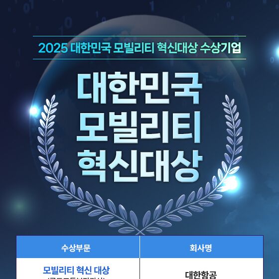 대한항공, '2025 모빌리티 혁신대상' 국토부 장관상 수상