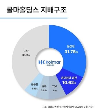 본문 이미지 - 콜마홀딩스 지배구조.(콜마비앤에이치제공)