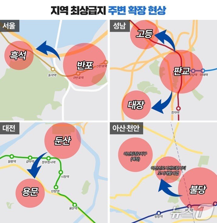 본문 이미지 -  천안 불당지구와 아산탕정2지구 위치