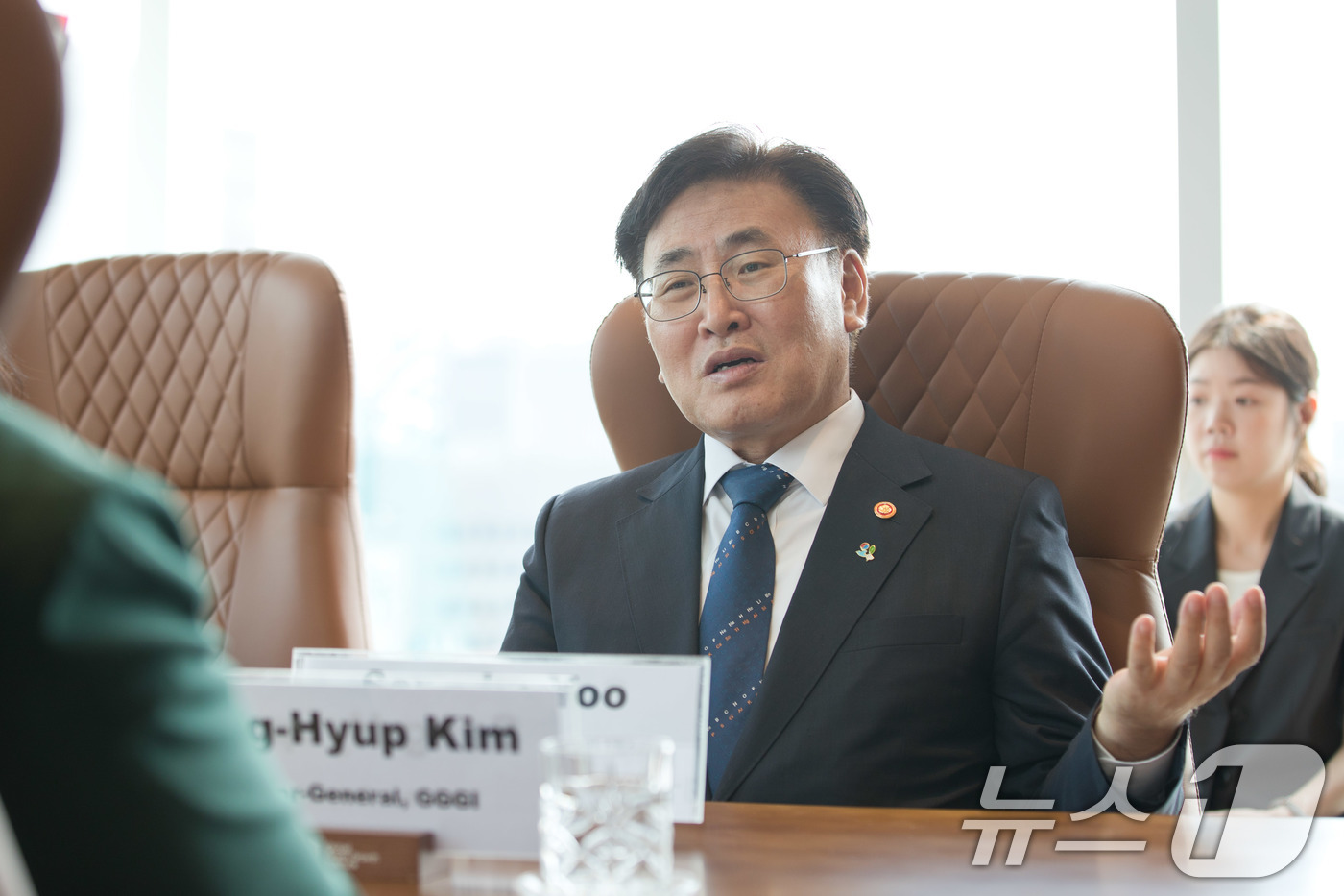 (서울=뉴스1) 이연주 기자 = 유상임 과학기술정보통신부 장관이 19일 서울 중구 글로벌녹색성장기구 본부에서 열린 '기후변화대응을 위한 공공기후기술 확산에 관한 양해각서 체결식'에 …