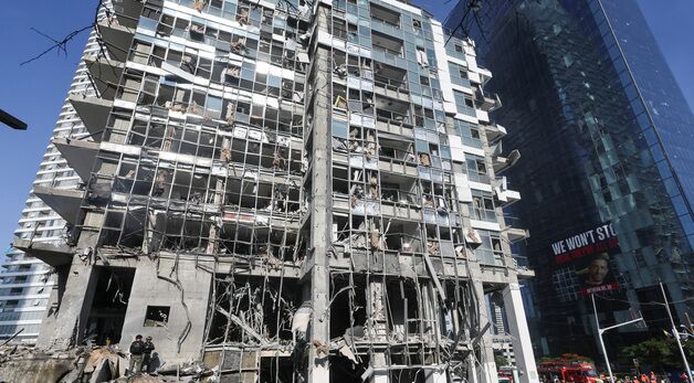 [포토] 이란 공격에 폭삭 무너진 이스라엘 건물
