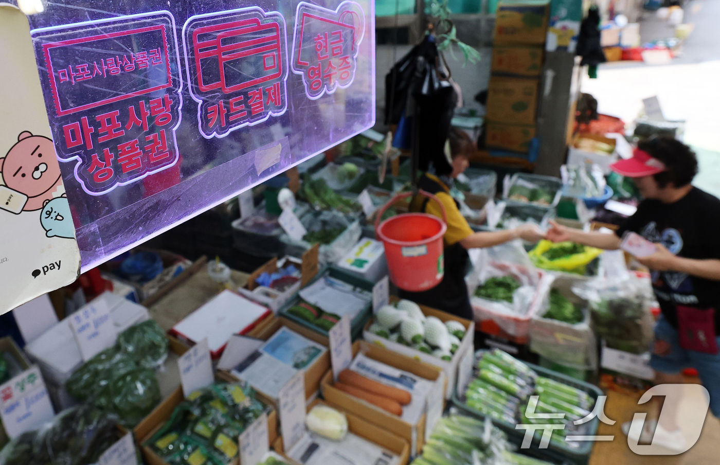 (서울=뉴스1) 오대일 기자 = 정부가 소비 진작 등 내수 활성화를 위해 20조 원 규모의 2차 추가경정예산안을 국무회의에서 의결한 가운데 19일 오후 서울 마포구 월드컵시장의 한 …