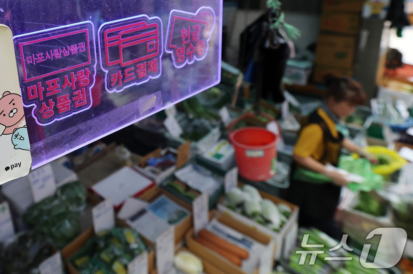 (서울=뉴스1) 오대일 기자 = 정부가 소비 진작 등 내수 활성화를 위해 20조 원 규모의 2차 추가경정예산안을 국무회의에서 의결한 가운데 19일 오후 서울 마포구 월드컵시장의 한 …