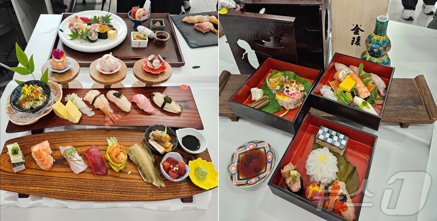 본문 이미지 - 안유성 명장이 개최한 전국초밥왕대회에 출품된 초밥들. ⓒ News1 서충섭 기자