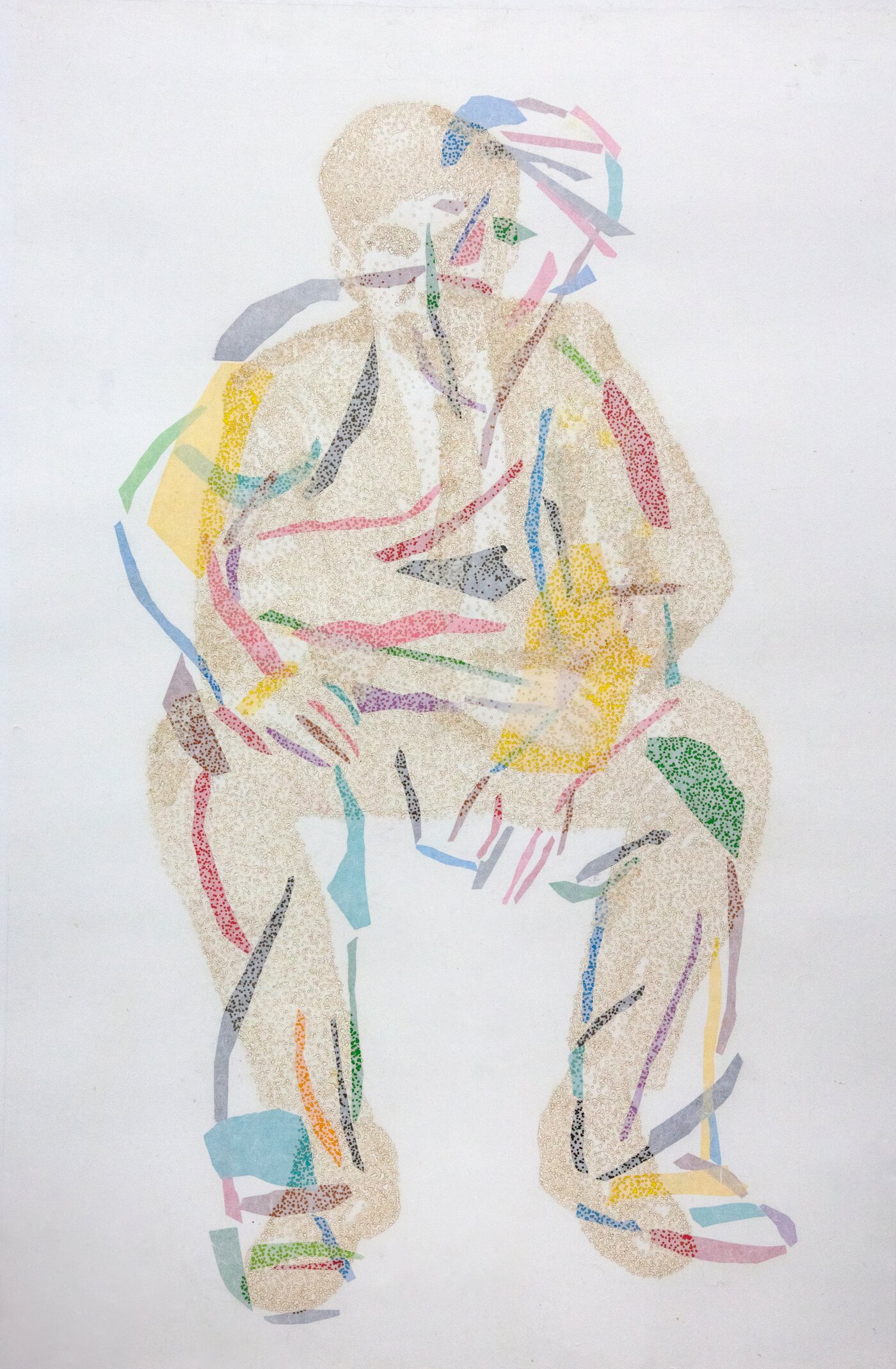 본문 이미지 - 이길우 다른 시선의 관객1 2025 92x130 cm Incense, Mixed media on hanji paper &#40;선화랑 제공&#41;