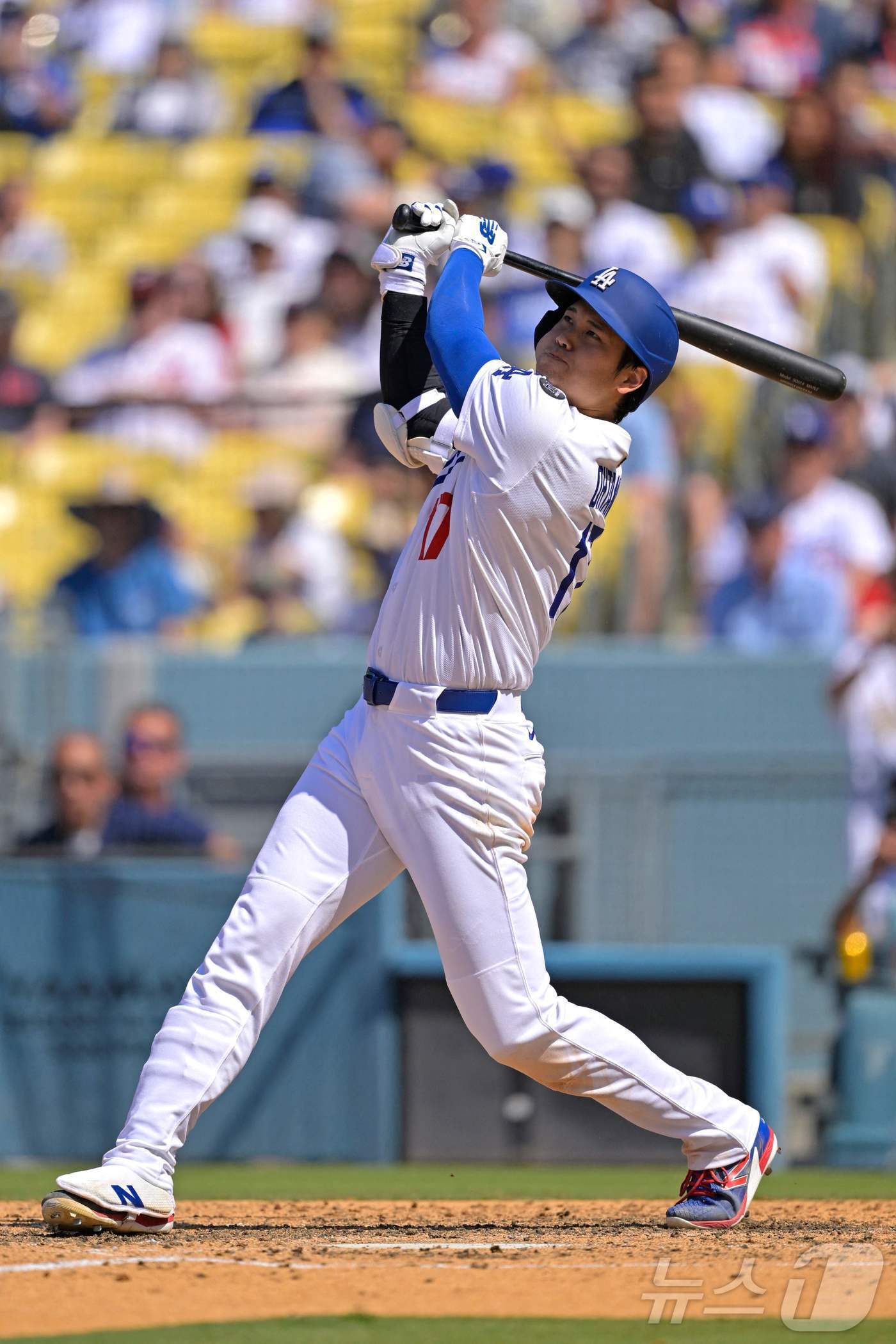 본문 이미지 - LA 다저스 오타니가 23일(한국시간) 열린 2025 메이저리그 워싱턴 내셔널스와 홈 경기에서 지명타자로 4타수 2안타(1홈런) 1볼넷 5타점 3득점으로 활약했다. ⓒ AFP=뉴스1