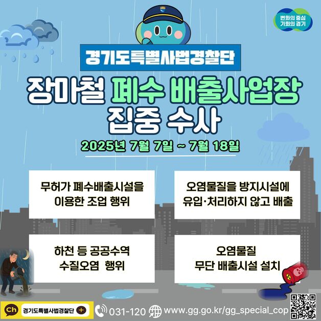 경기도 특사경, 장마철 폐수 배출사업장 불법행위 집중 수사