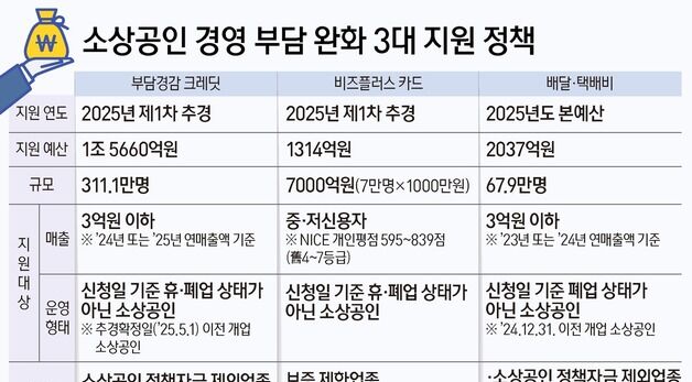 [그래픽] 소상공인 경영 부담 완화 3대 지원 정책