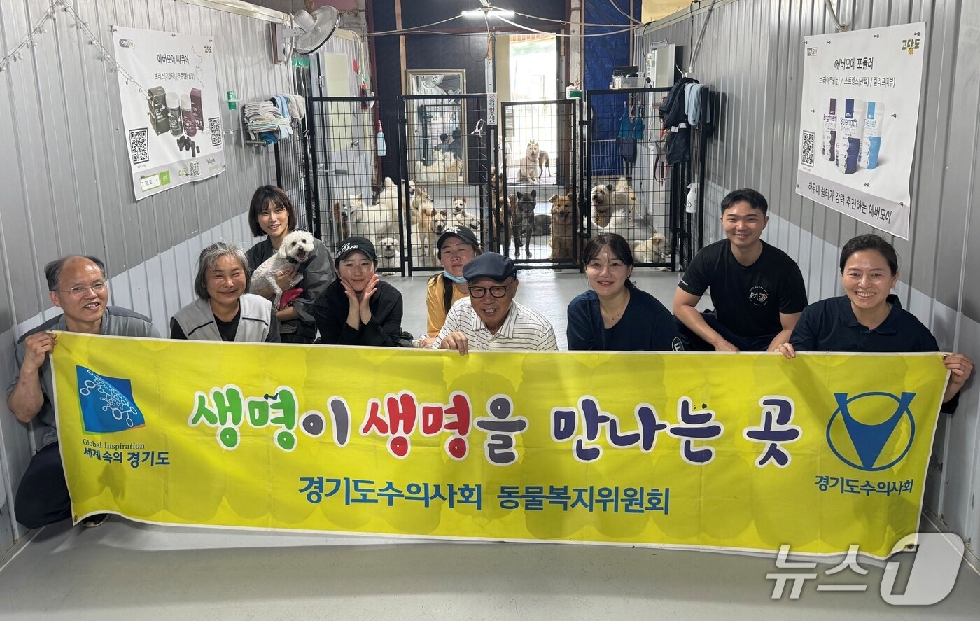 본문 이미지 - 수의사들이 동물보호소에서 봉사를 하고 있다(경기도수의사회 제공) ⓒ 뉴스1