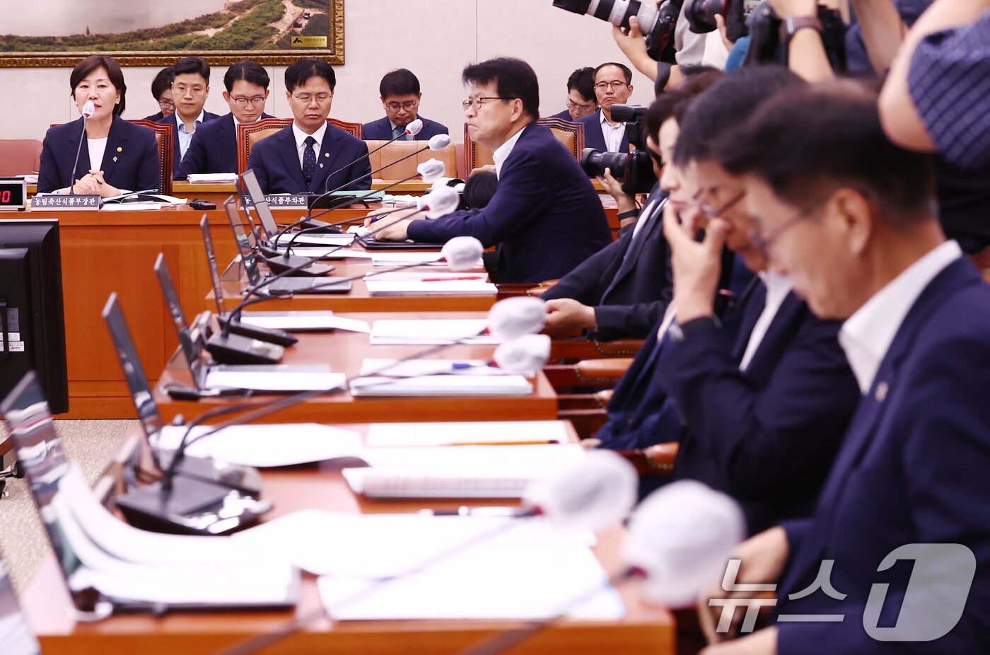 본문 이미지 - 송미령 농림축산식품부 장관이 25일 오후 서울 여의도 국회에서 열린 농림축산식품해양수산위원회 전체회의에서 의원 질의에 답변하고 있다. 2025.6.25/뉴스1 ⓒ News1 김민지 기자