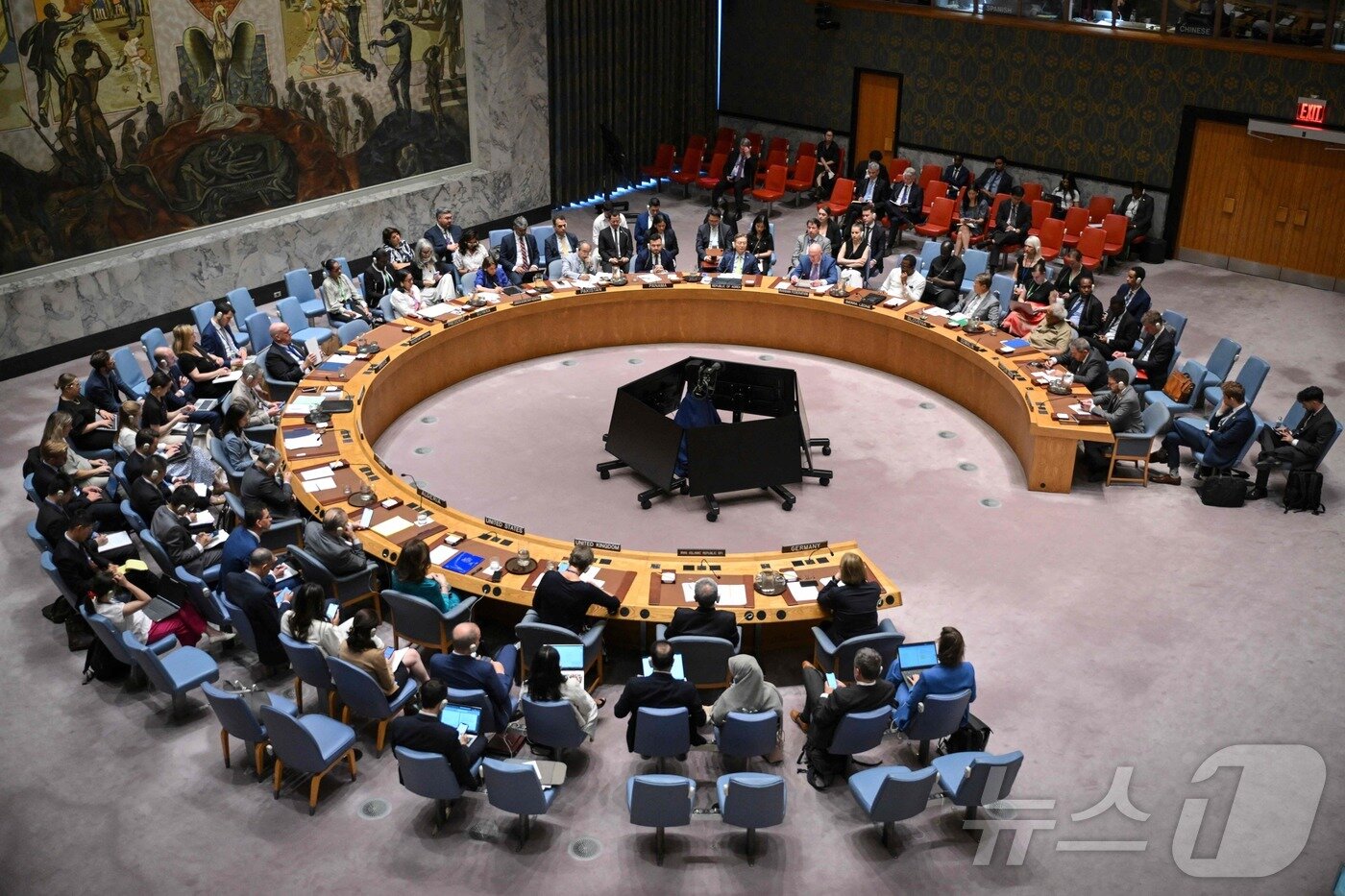본문 이미지 - 유엔 안전보장이사회 회의 모습. /ⓒ AFP=뉴스1