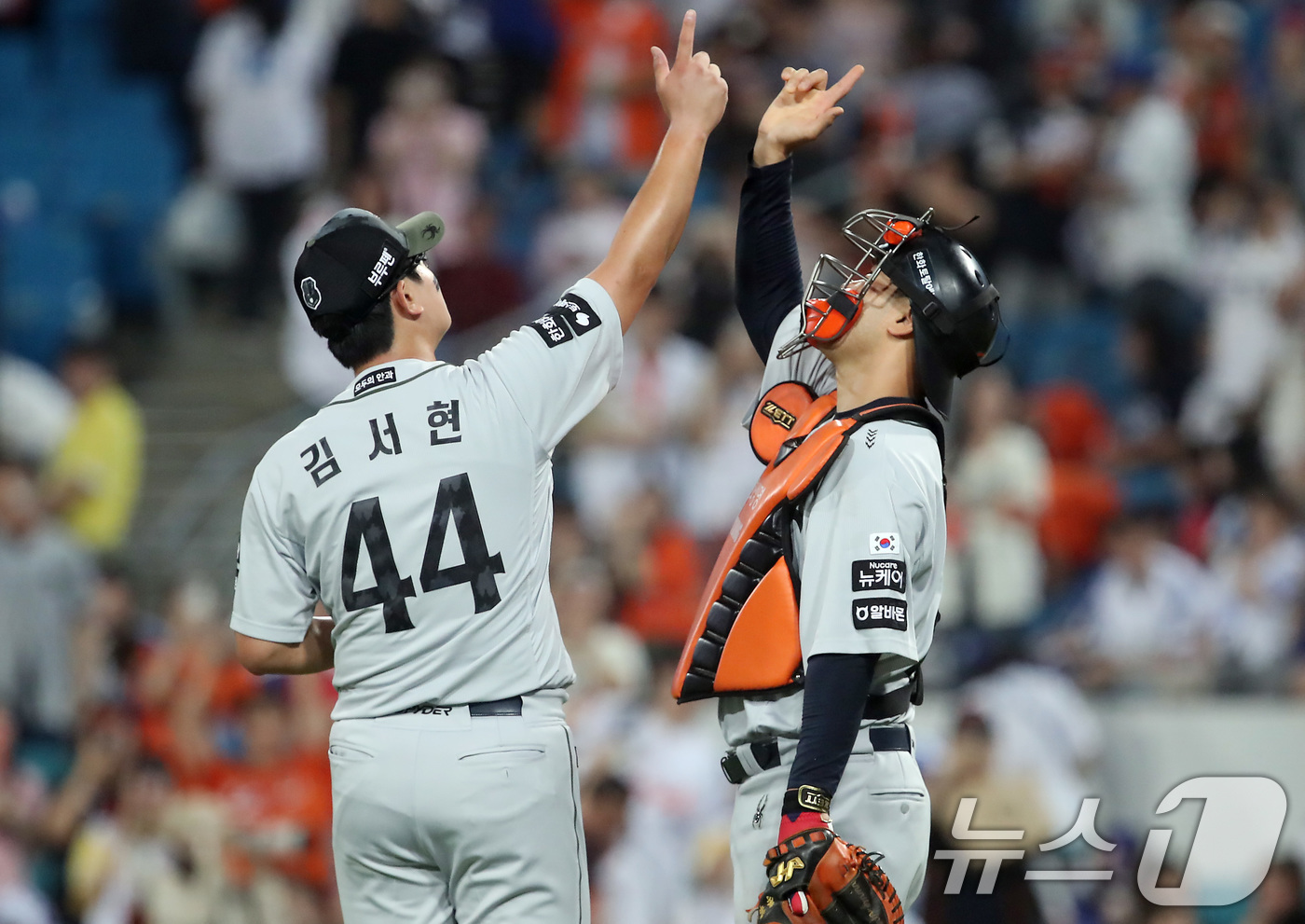 (대구=뉴스1) 공정식 기자 = 26일 오후 대구 수성구 삼성라이온즈파크에서 열린 프로야구 '2025 신한 SOL뱅크 KBO 리그' 한화 이글스와 삼성 라이온즈의 경기에서 3대 1 …