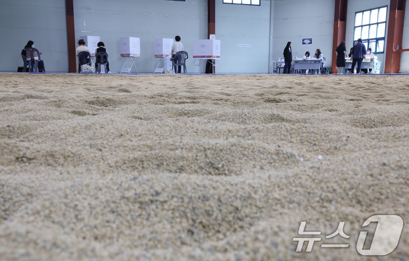 본문 이미지 - 제21대 대통령 선거일인 3일 경기 성남시 중원구 성남종합운동장 실내씨름장에 마련된 성남동제2투표소에서 유권자들이 투표를 하고 있다. 2025.6.3/뉴스1 ⓒ News1 김영운 기자